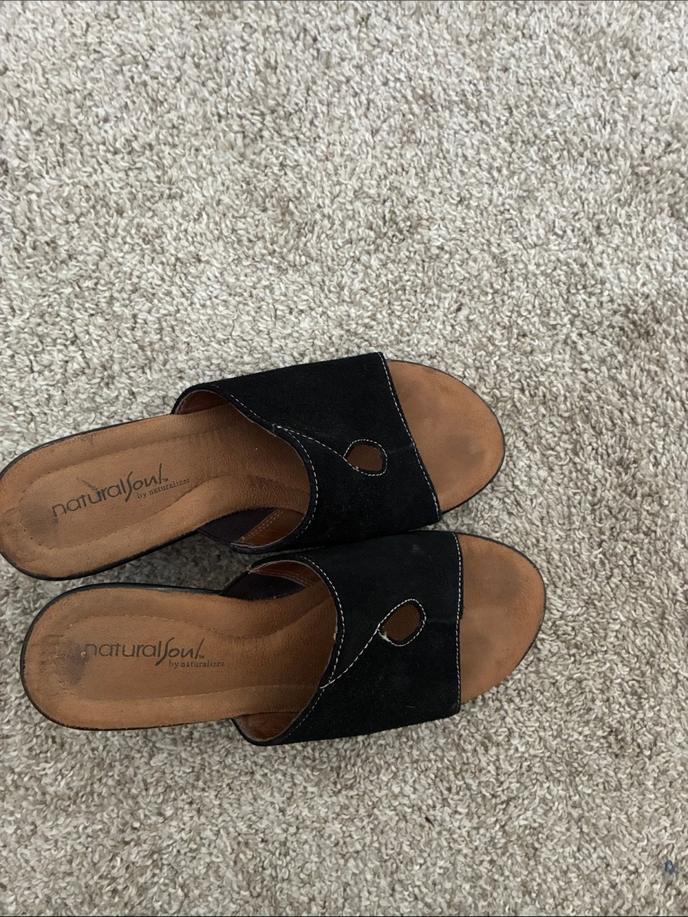 Natural Soul Black Suede Slip-On Mules